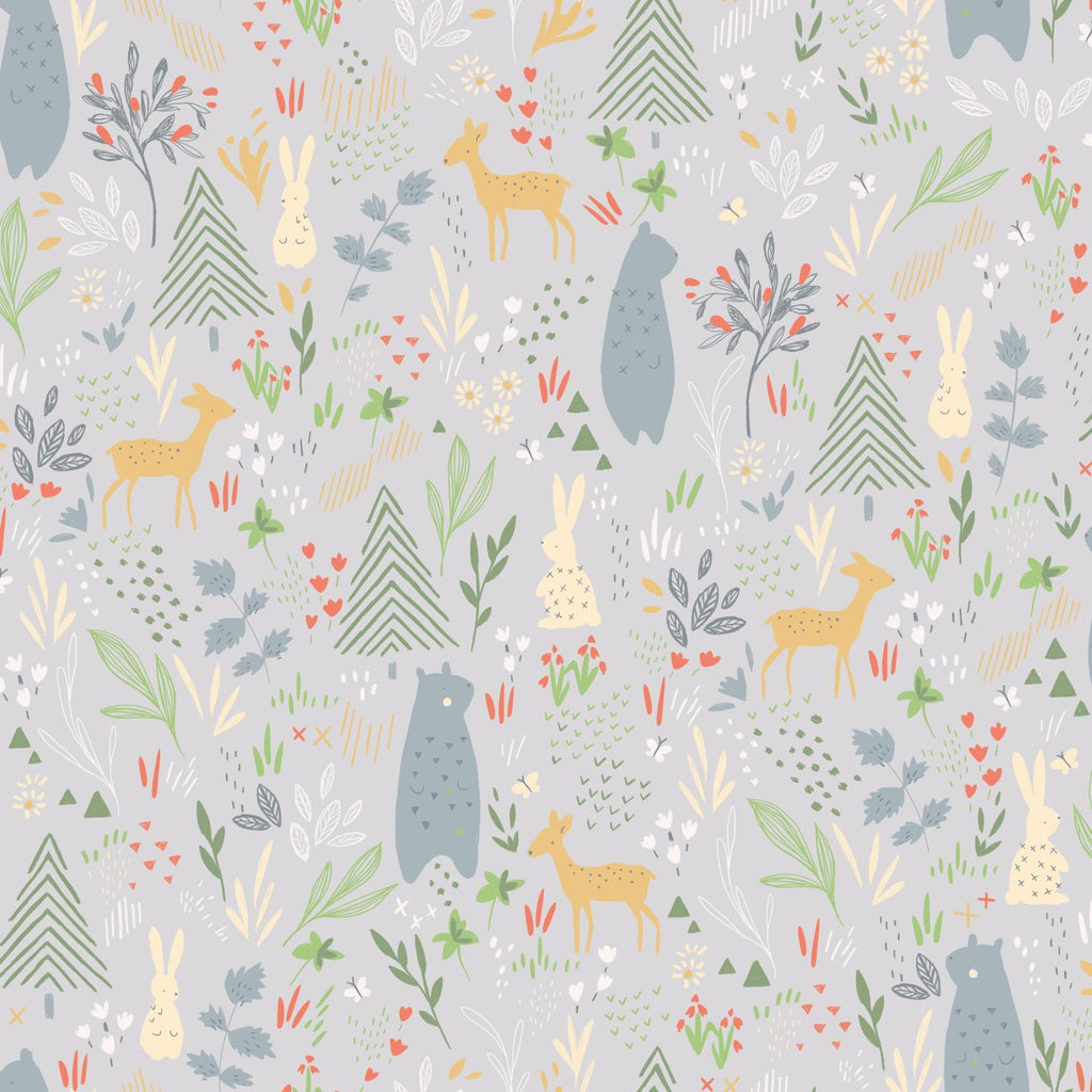 RoomMates Spring Forest Pals Peel & Stick grey Wallpaper