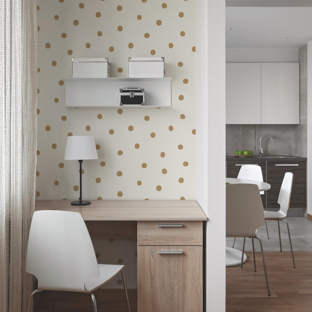 RoomMates Dots Gold Peel & Stick gold Wallpaper