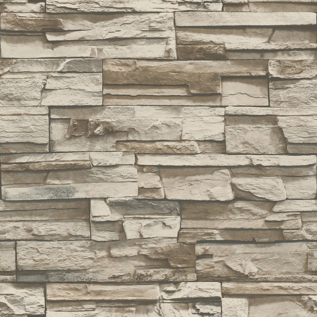 RoomMates Stacked Stone Peel & Stick brown Wallpaper