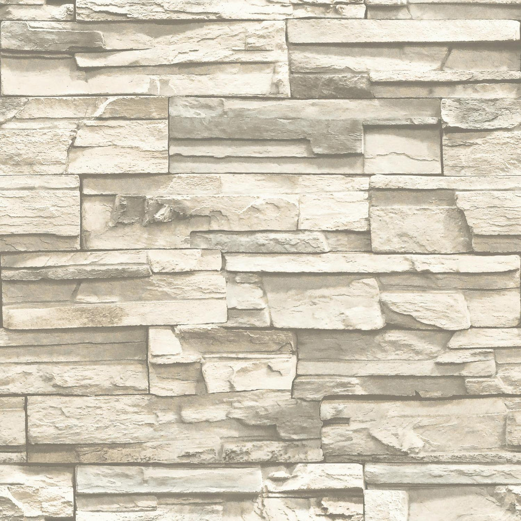 RoomMates Natural Stacked Stone Peel & Stick gray Wallpaper