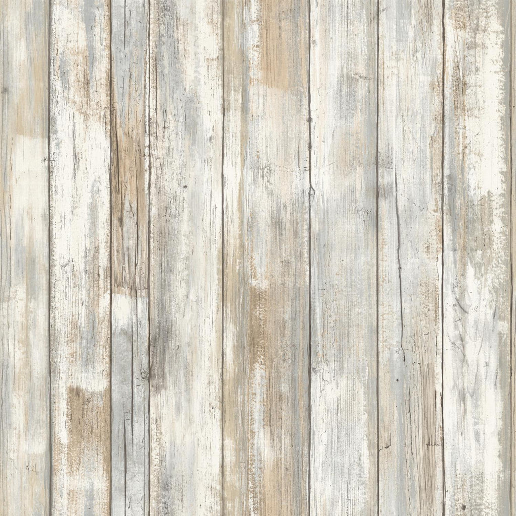 RoomMates Distressed Wood Tan Peel & Stick neutral Wallpaper