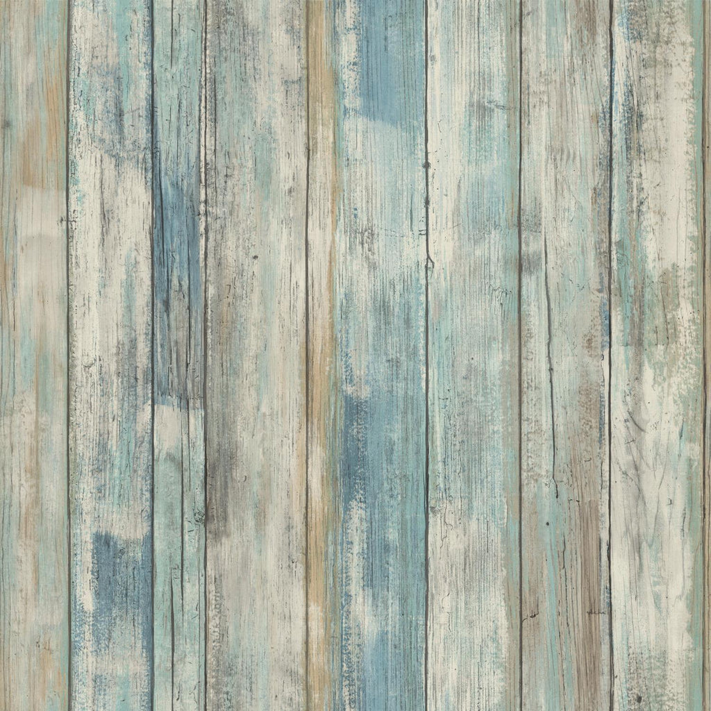 RoomMates Distressed Wood Blue Peel & Stick blue Wallpaper