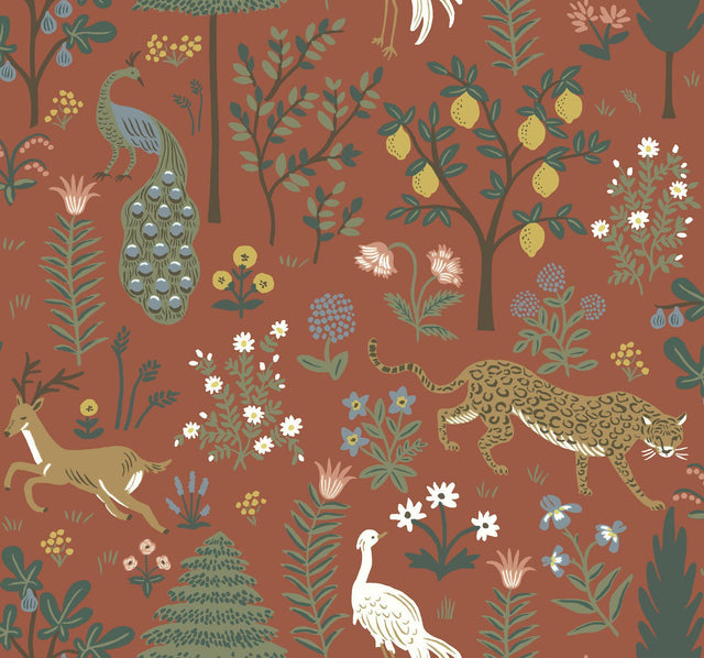 Rifle Paper Co. Menagerie Brown Wallpaper