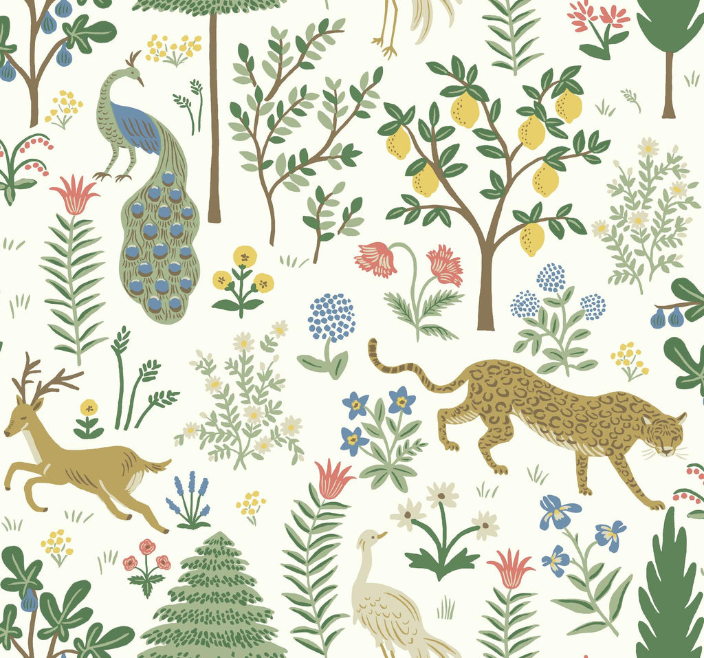 Rifle Paper Co. Menagerie White/Brown Wallpaper