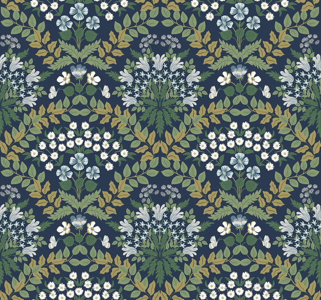 Rifle Paper Co. Bramble Navy Blue Wallpaper