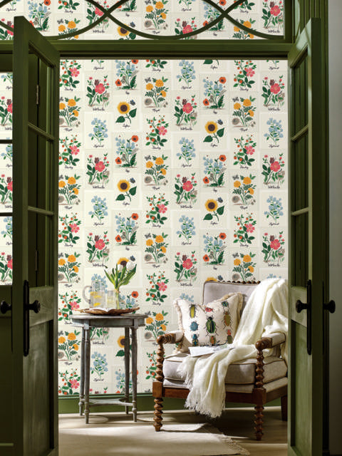 Rifle Paper Co. Botanical Prints White/Pink Wallpaper