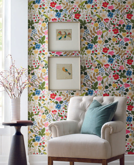 Rifle Paper Co. Strawberry Fields White/Red Wallpaper