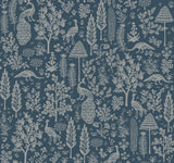Rifle Paper Co. Menagerie Toile Dark Blue Wallpaper