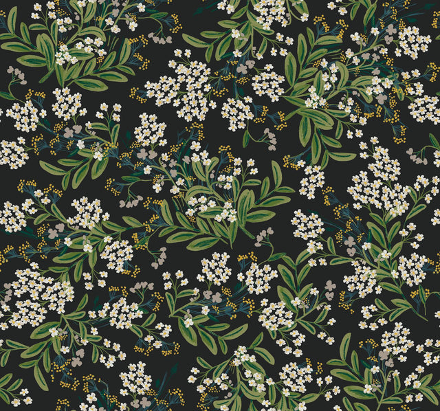 Rifle Paper Co. Cornflower Black Wallpaper
