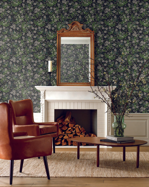 Rifle Paper Co. Cornflower Black/Green Wallpaper