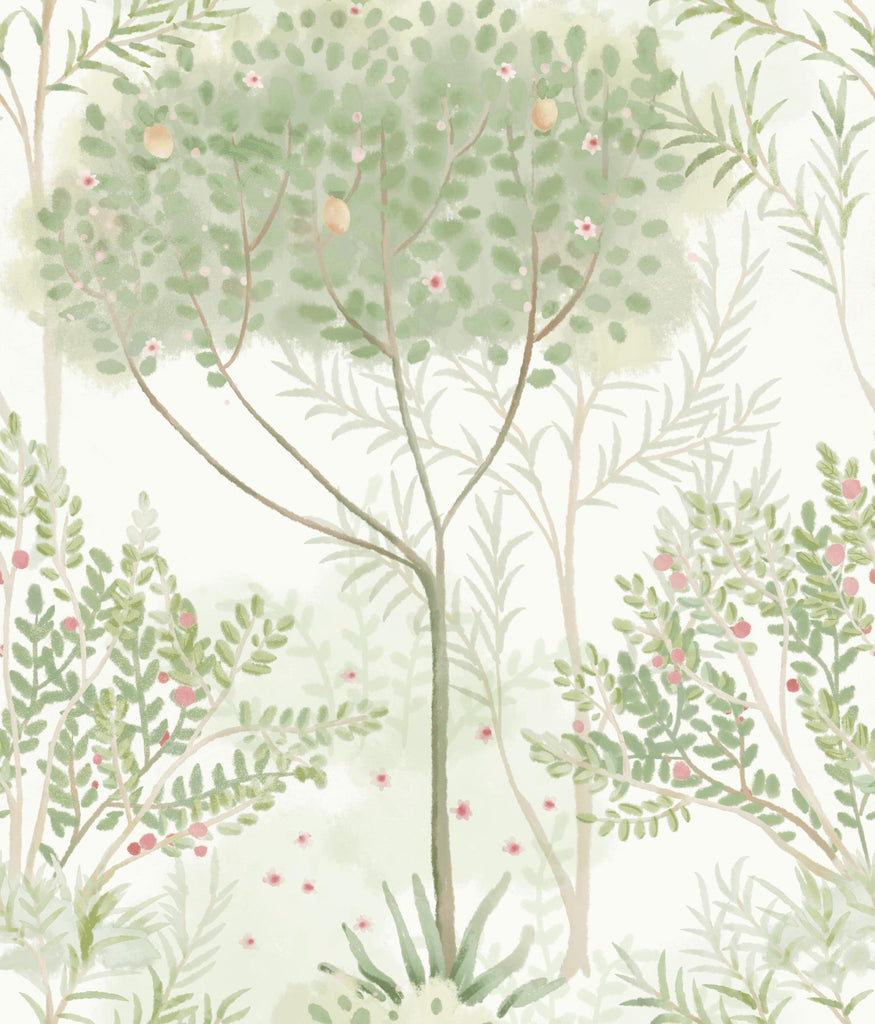 York Orchard White/Green Wallpaper