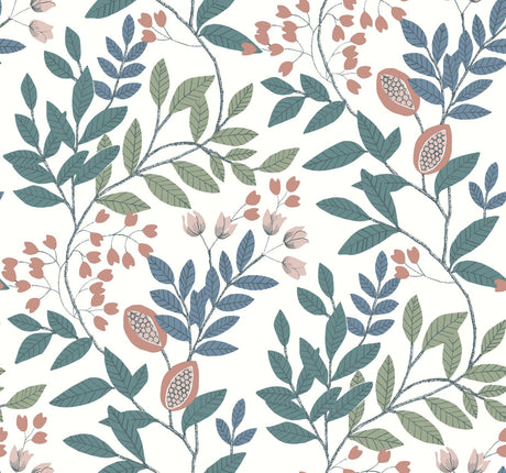York Eden Retreat White/Pink/Teal Wallpaper