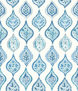York Marketplace Motif White/Blue Wallpaper