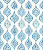 York Marketplace Motif White/Blue Wallpaper