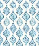 York Marketplace Motif White/Blue Wallpaper