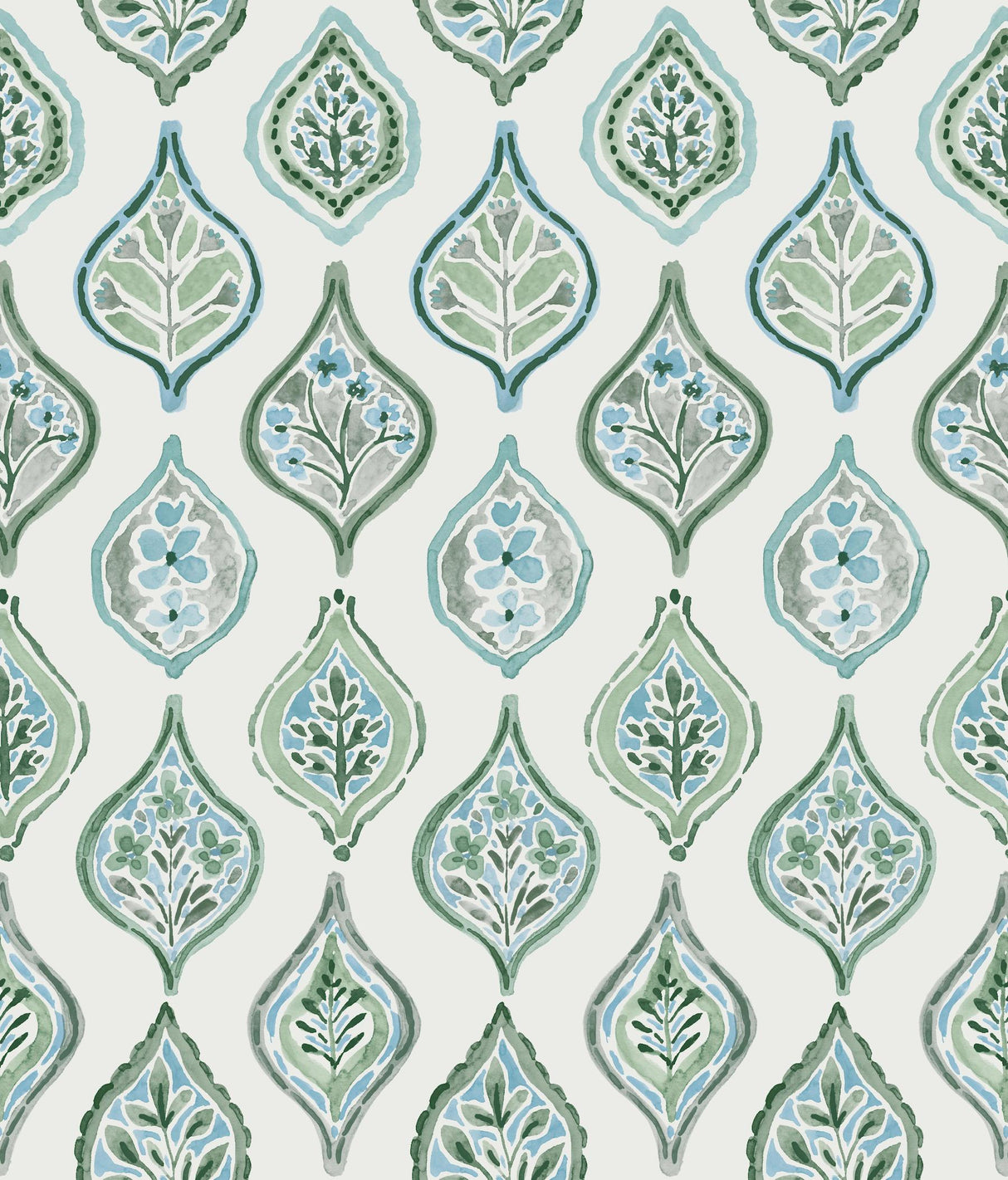 York Marketplace Motif Pale Grey/Green Wallpaper