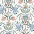 York Seaside Jacobean White/Pink/Blue Wallpaper