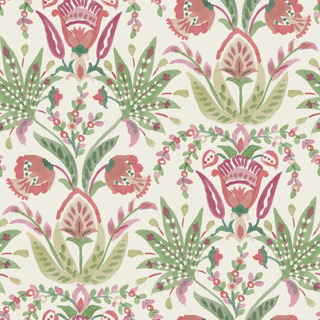 York Seaside Jacobean Beige/Green/Red Wallpaper