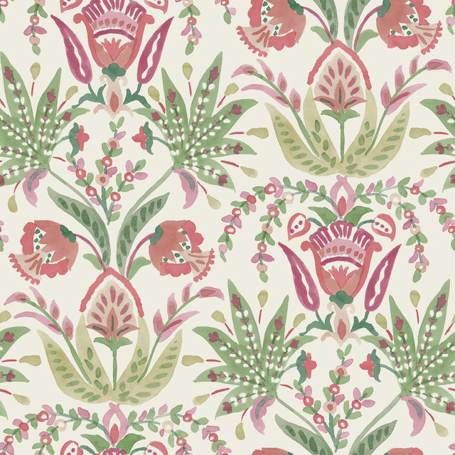 York Seaside Jacobean Beige/Green/Red Wallpaper
