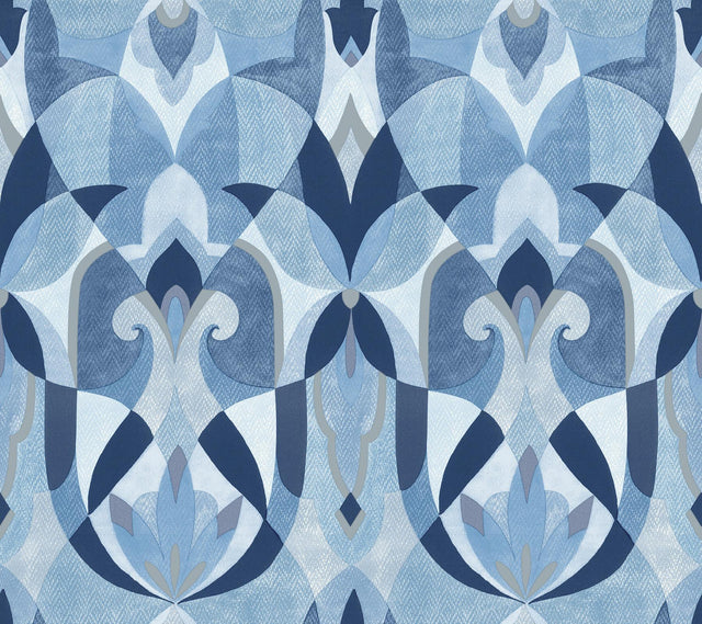 York Malta Blue/Silver Wallpaper