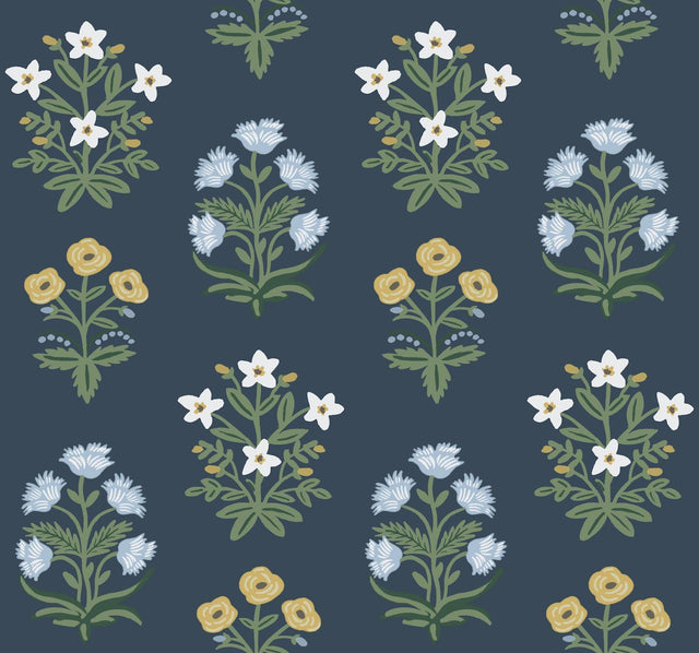 Rifle Paper Co. Mughal Rose Blue Wallpaper
