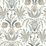 York Seaside Jacobean White/Taupe/Blue Wallpaper