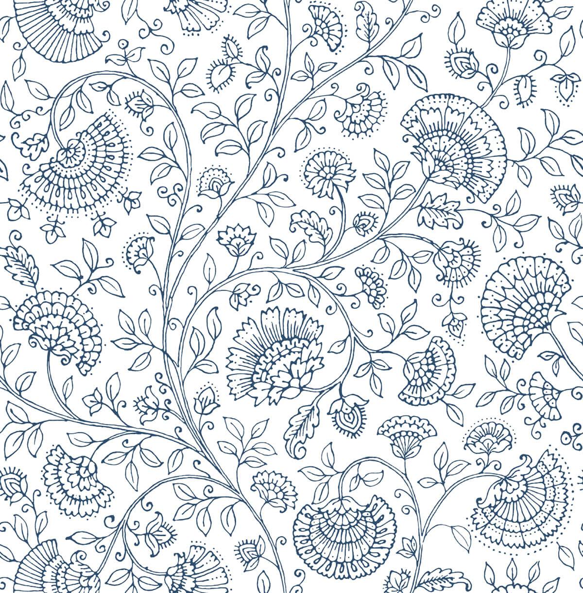 Seabrook Paisley Trail Midnight Blue Wallpaper