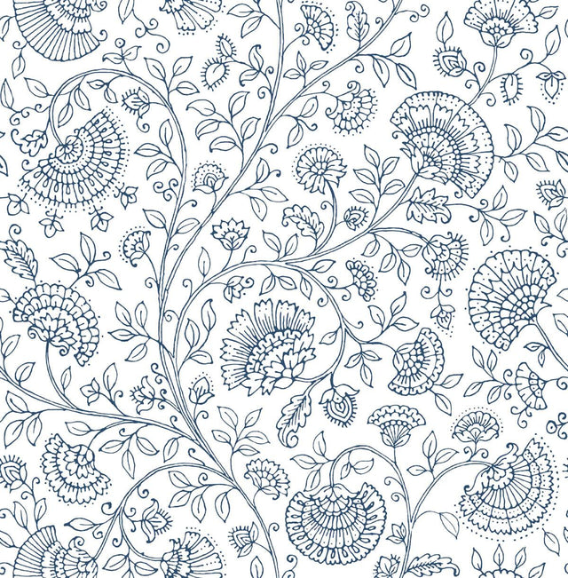Seabrook Paisley Trail Midnight Blue Wallpaper