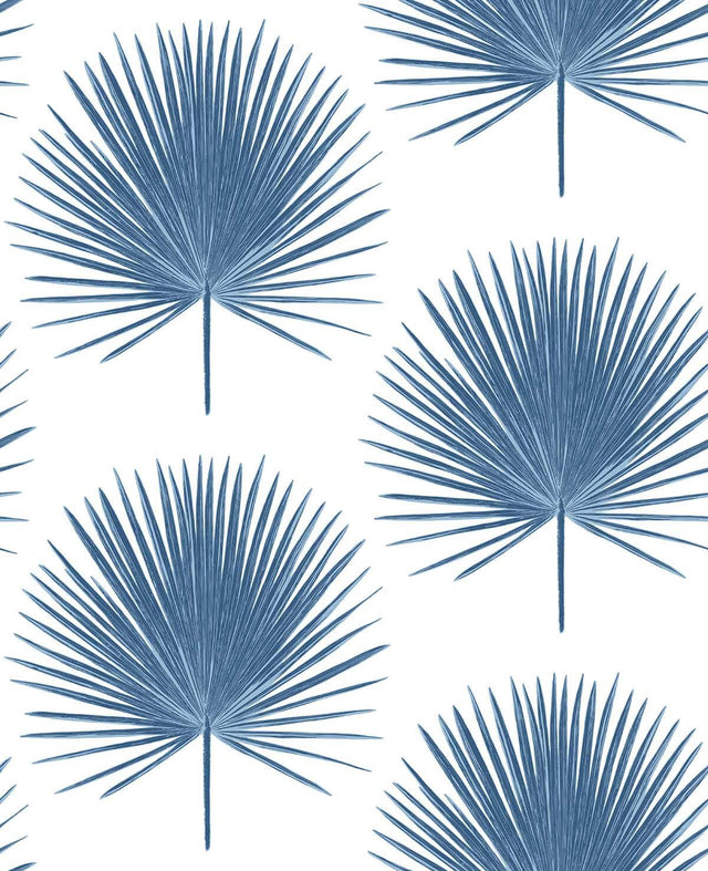 Seabrook Palmetto Palm Coastal Blue Wallpaper