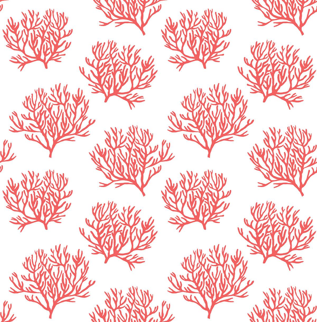 Seabrook Coastal Coral Reef Vermillion Wallpaper