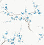 Seabrook Cherry Blossom Floral Pacific Blue & White Wallpaper