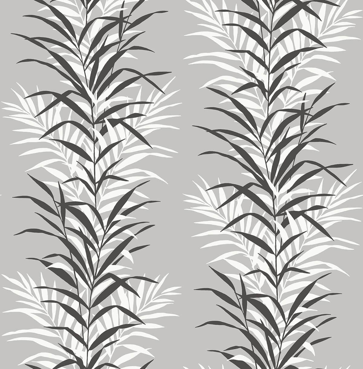 Seabrook Leaf Stripe Monochrome Wallpaper