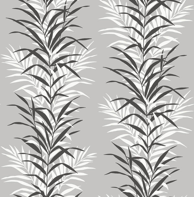 Seabrook Leaf Stripe Monochrome Wallpaper