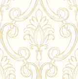 Seabrook Sketched Damask Metallic Gold Wallpaper