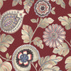 Seabrook Calypso Paisley Leaf Fabric Cabernet And Coral Fabric
