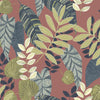 Seabrook Tropicana Leaves Fabric Redwood, Olive, And Washed Denim Fabric