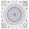 Seabrook Mandala Boho Tile Fabric Coral, Cream, And Midnight Blue Fabric