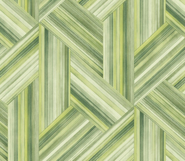 Seabrook Geo Inlay Chartreuse and Basil Wallpaper