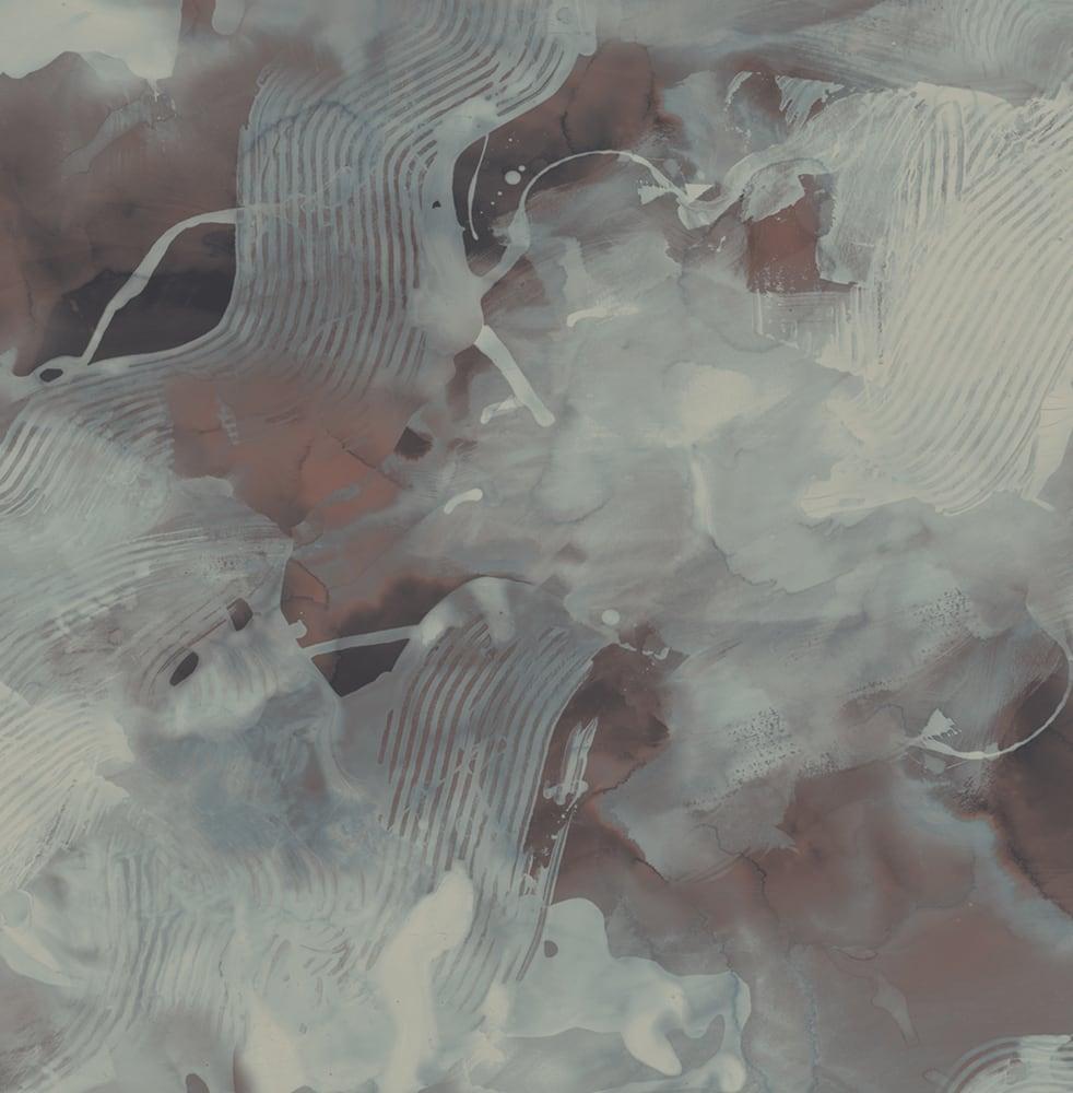 Seabrook Notch Trowel Abstract Garnet and Deep Sea Wallpaper
