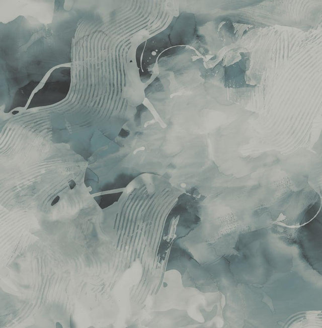 Seabrook Notch Trowel Abstract Sea Green and Pearl Wallpaper