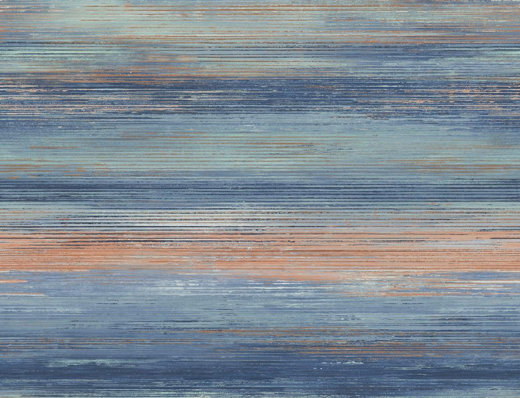Seabrook Sunset Stripes Blue Wallpaper