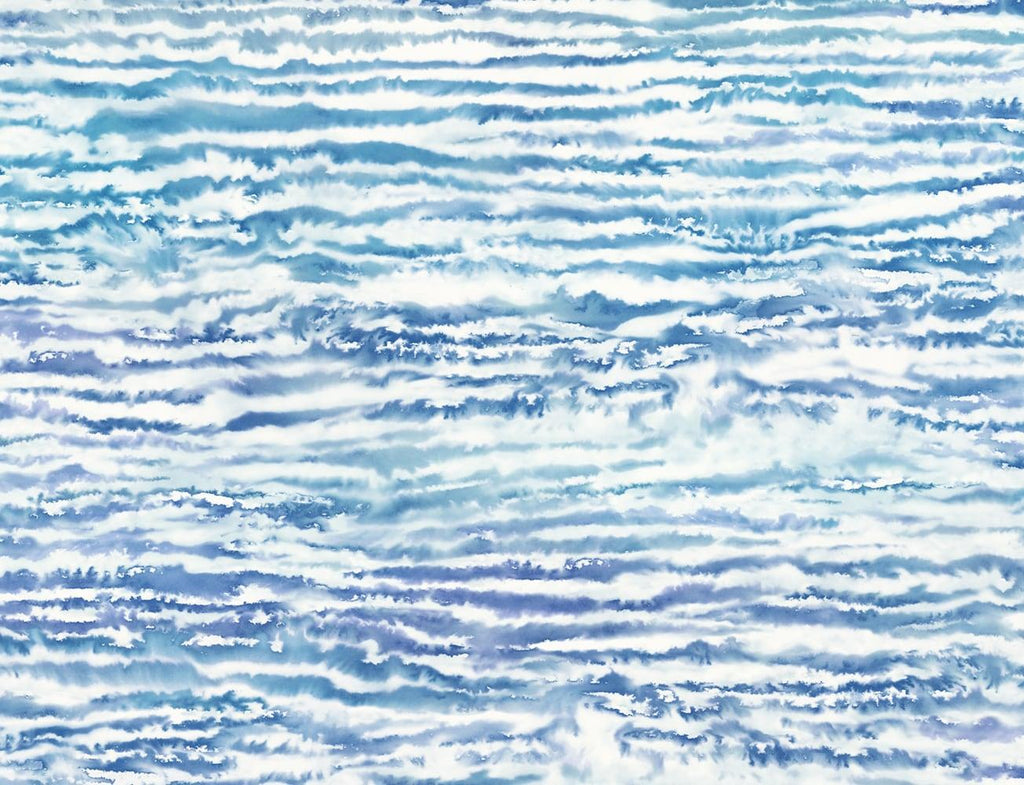 Seabrook Watercolor Waves Blue Wallpaper