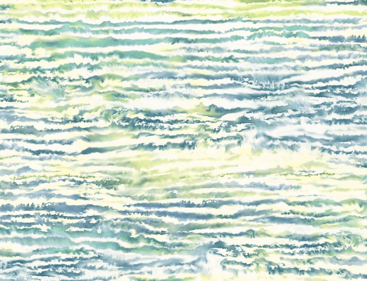 Seabrook Watercolor Waves Green Wallpaper