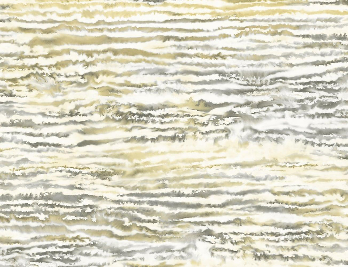 Seabrook Watercolor Waves Gold Wallpaper