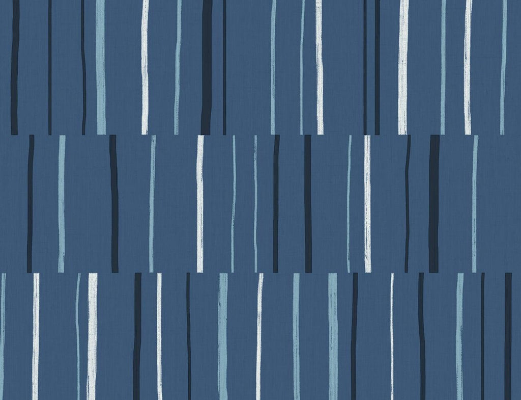 Seabrook Block Lines Blue Wallpaper