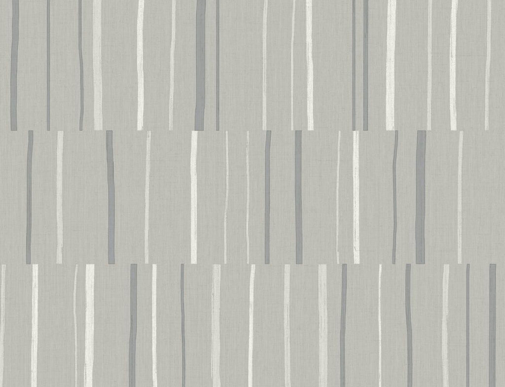 Seabrook Block Lines Metallic Silver and Cove Gray Wallpaper