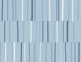 Seabrook Block Lines Bluebird, Navy, and Glacier White Wallpaper
