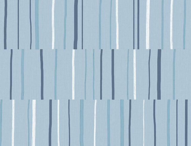 Seabrook Block Lines Bluebird, Navy, and Glacier White Wallpaper