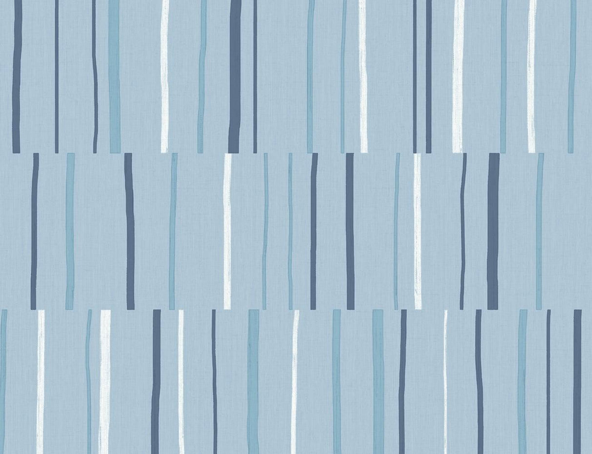 Seabrook Block Lines Blue Wallpaper