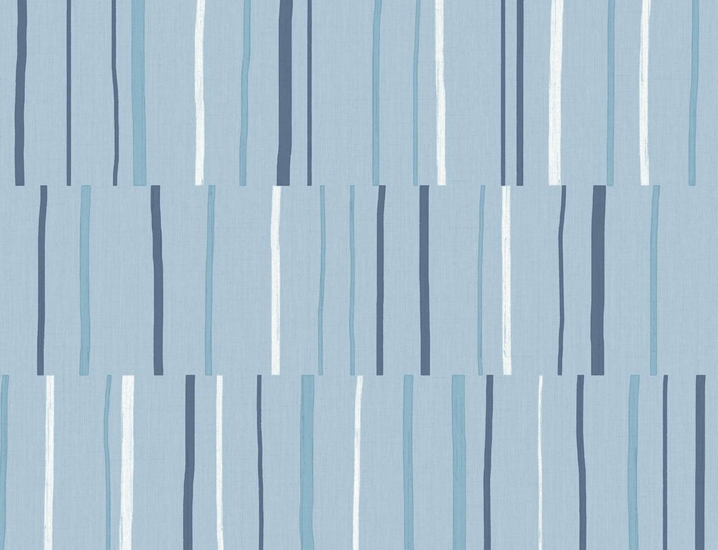 Seabrook Block Lines Blue Wallpaper